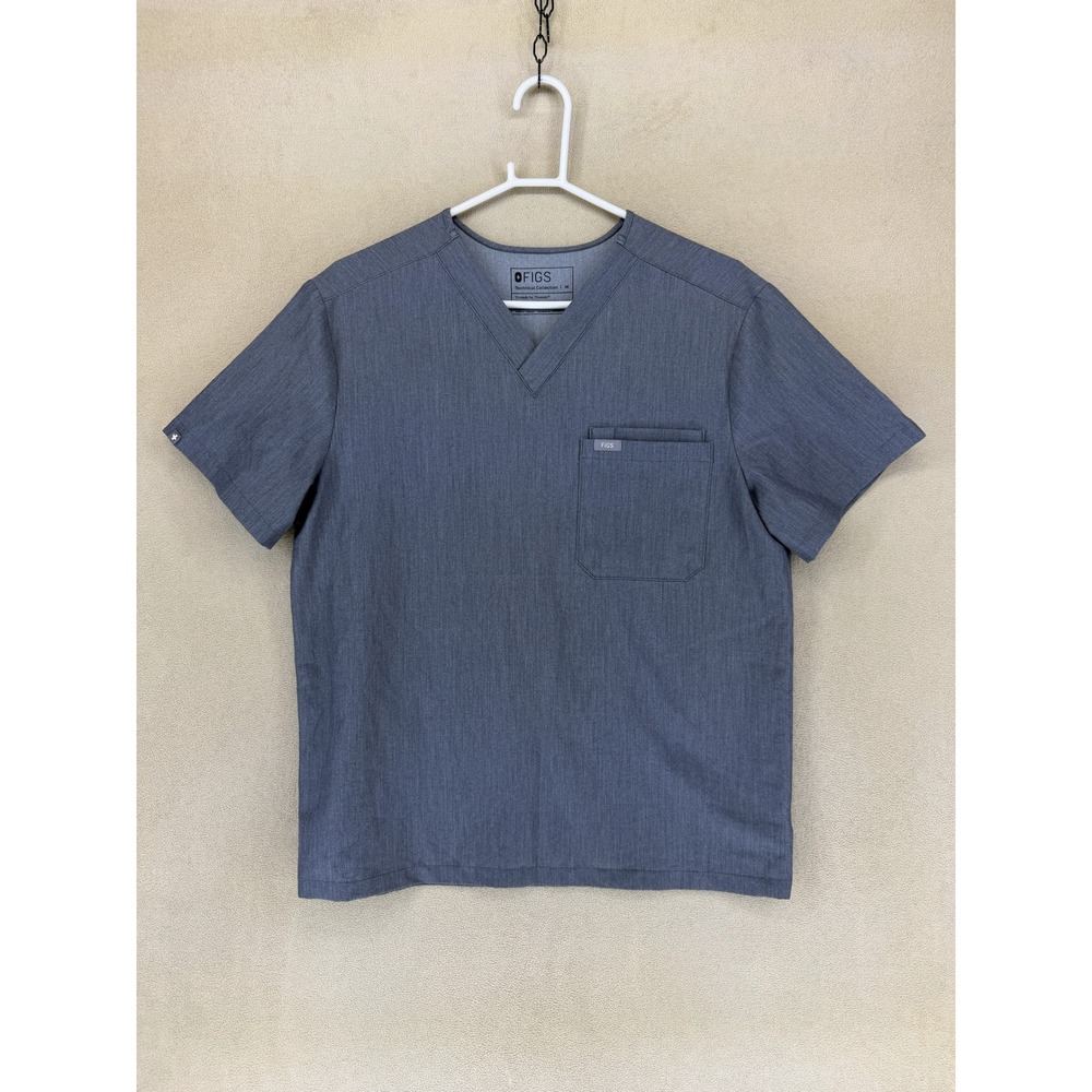 FIGS Leon Technical Collection Scrub‎ Top Men's Medium Gray V-Neck Chest Pocket